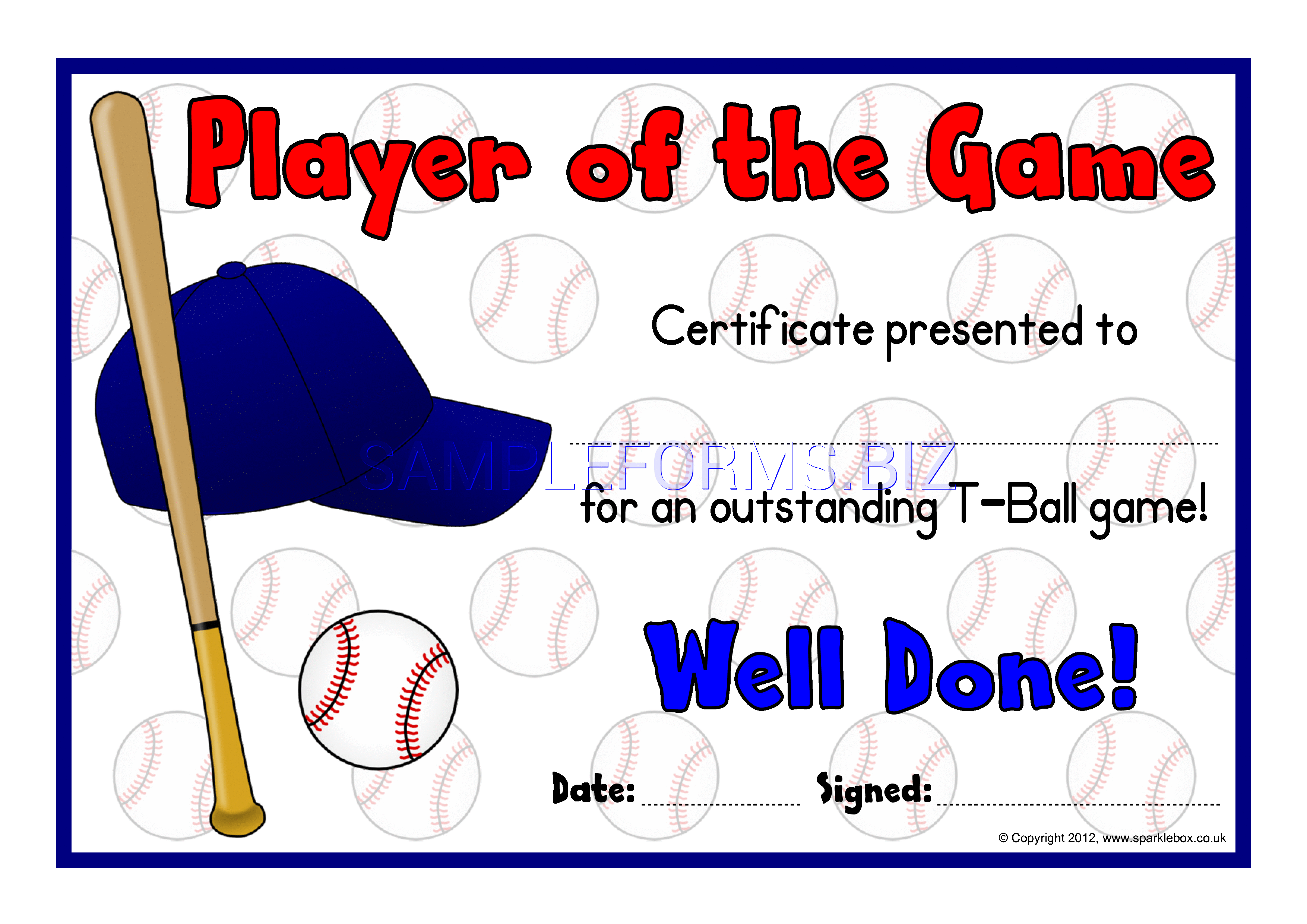Preview free downloadable T-Ball Award Certificates in PDF (page 2)